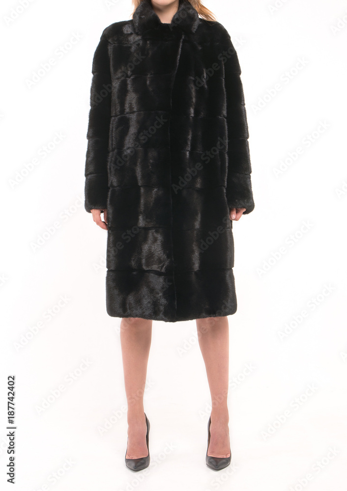 mink fur coat on a white background mink fur coat on a white background