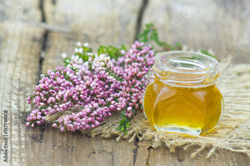 herbal honey with heather flowers