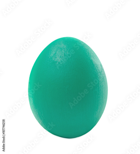 Green handmade easter eggs isolated on a white