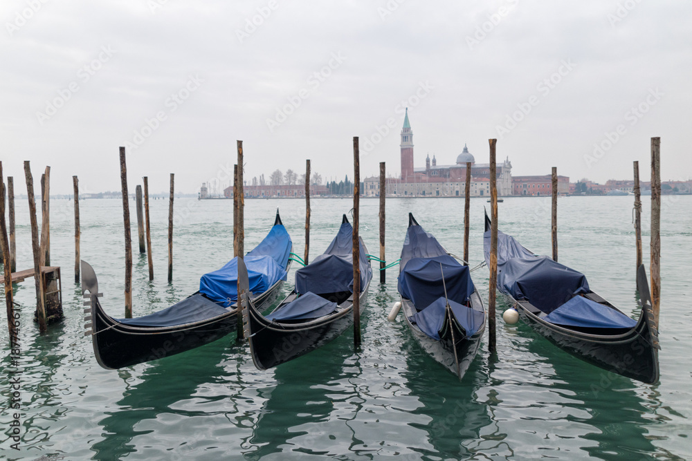 Gondolas in venice Lagoon , Italy 