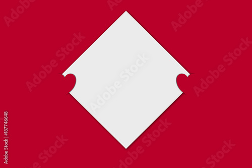 Blank red and white greetings card template, valentines, love and romance.