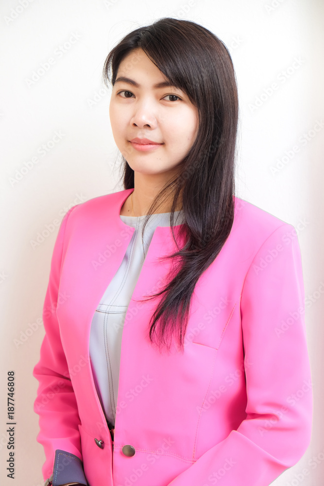 Business asian women wear pink suit standing Business asian women wear pink suit standing