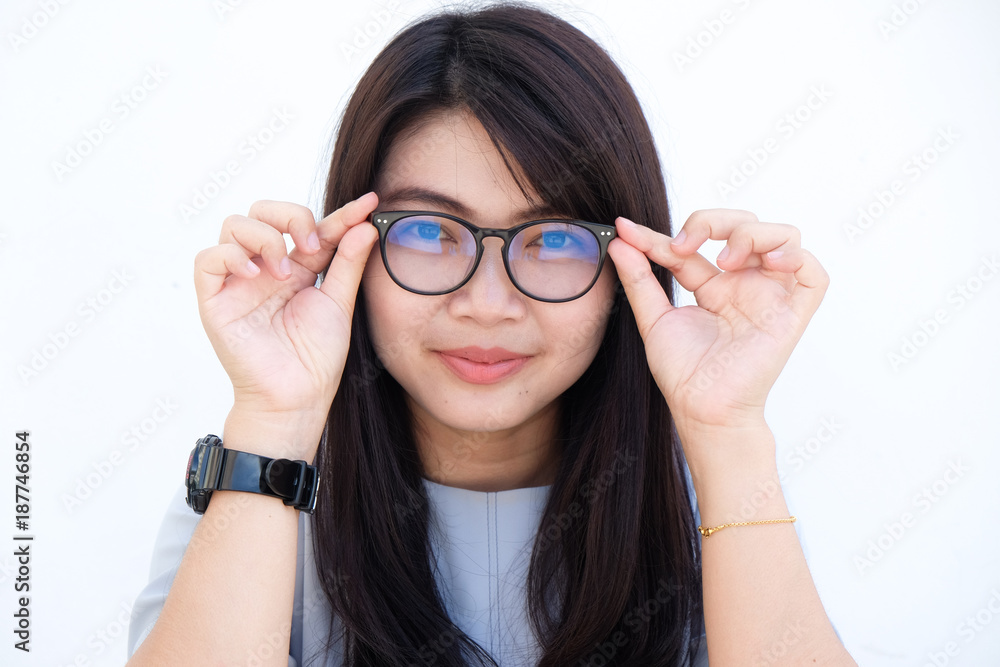 Business asian glasses young women smiling Business asian glasses young women smiling