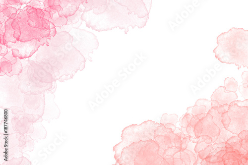 Pink, red and flesh coloured watercolour borders and backgrounds