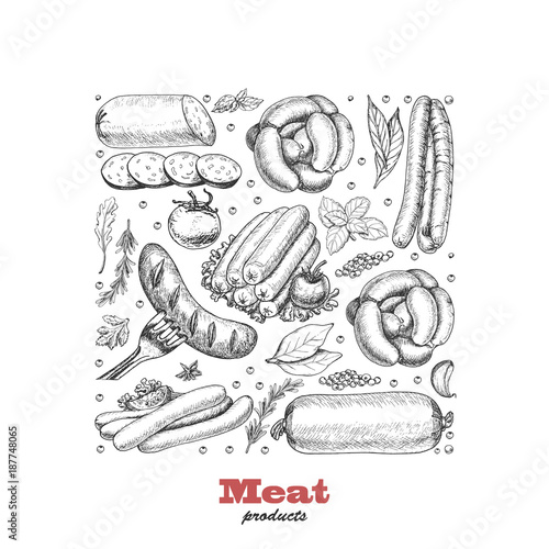 Vector square of meat products