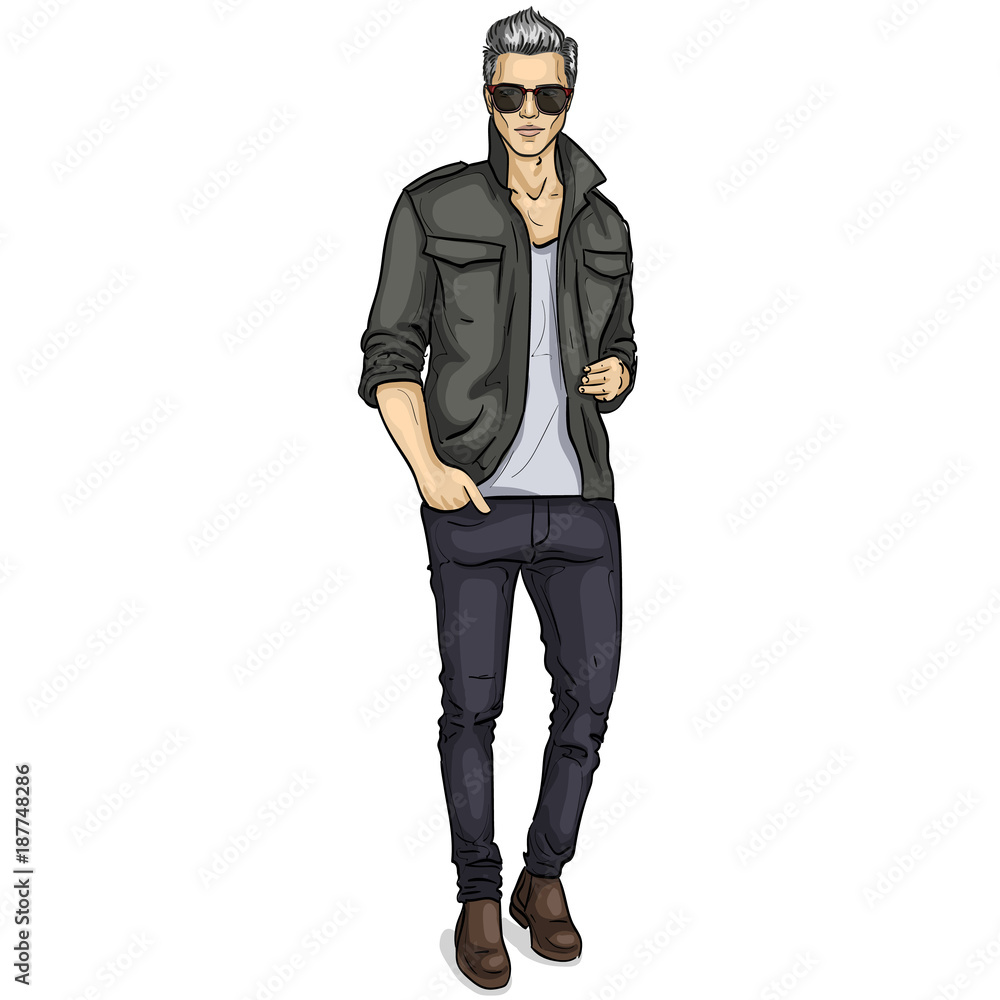 Vector man model dressed Vector man model dressed