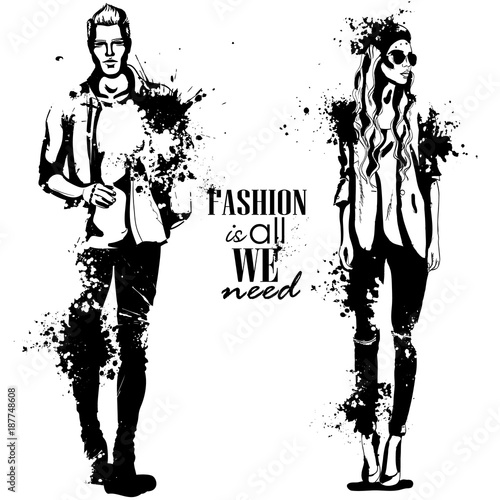 Vector woman and man fashion