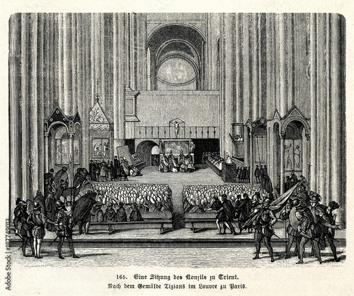 Session from Council of Trent (from Spamers Illustrierte  Weltgeschichte, 1894, 5[1], 391) photo