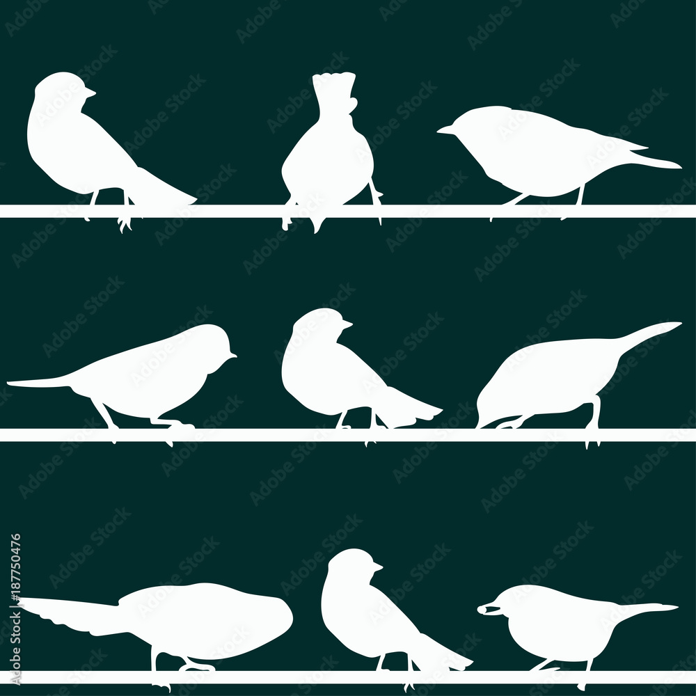 white birds silhouette seamless pattern on a green background white birds silhouette seamless pattern on a green background