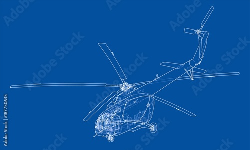 Engineering drawing of helicopter