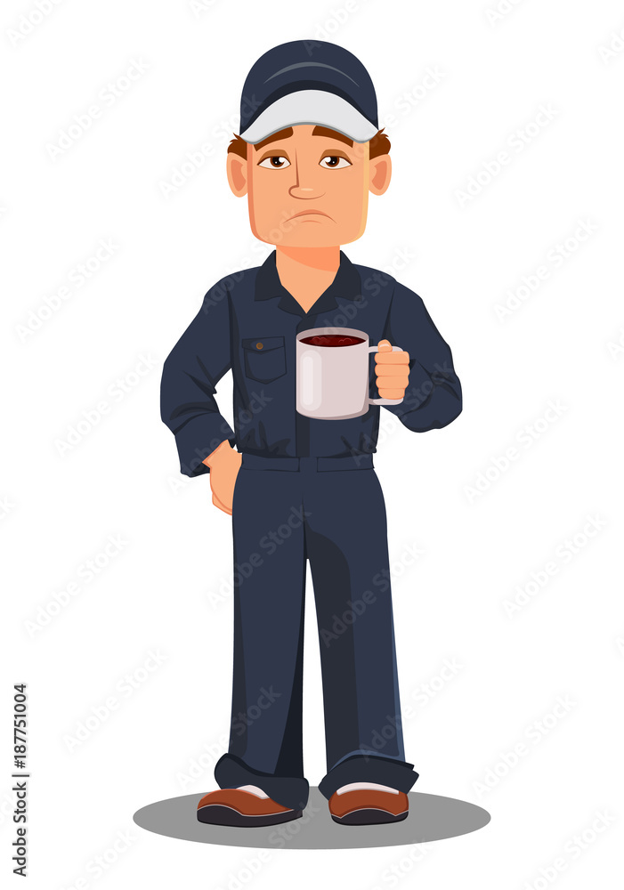 Professional auto mechanic in uniform. Tired Professional auto mechanic in uniform. Tired
