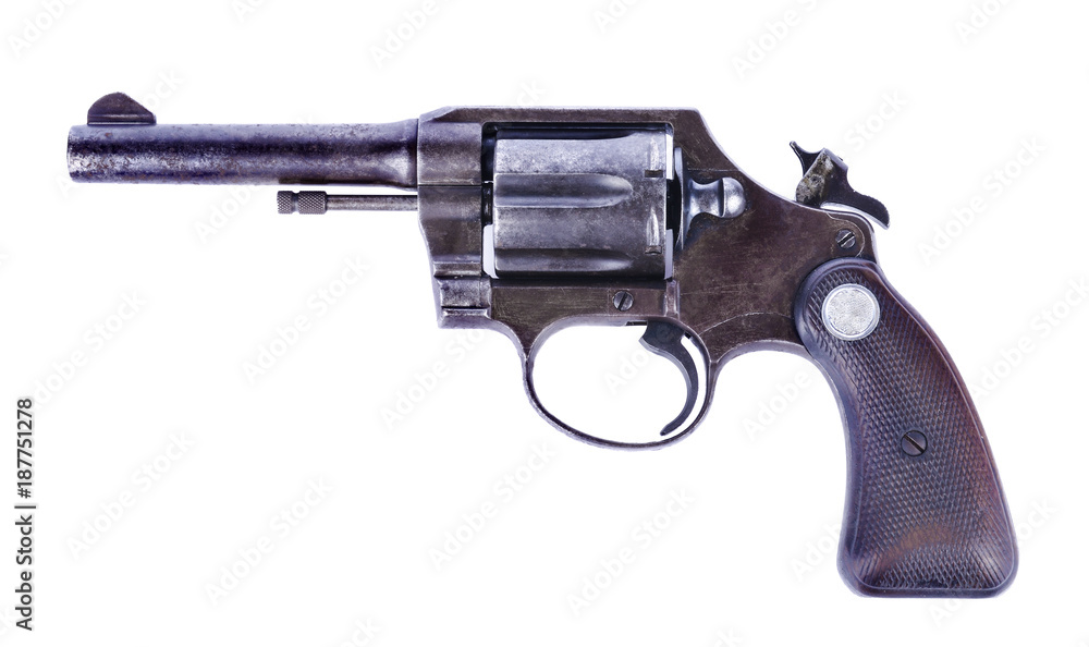 .38 Revolver hand gun isolated on white background