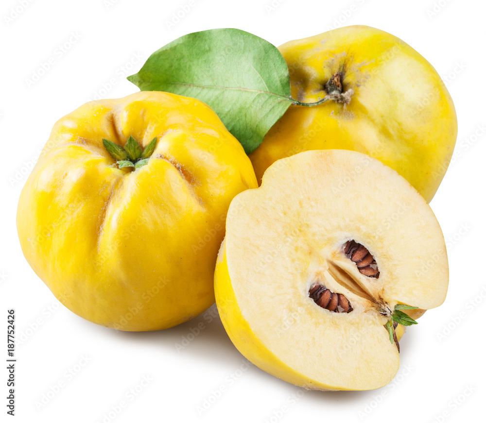 Apple-quince and piece of quince. File contains clipping path.