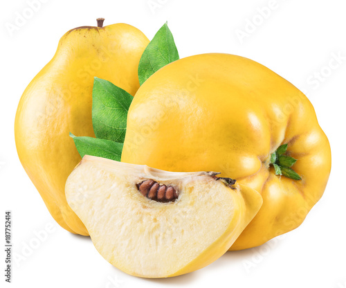 Apple-quince and piece of quince. File contains clipping path. photo