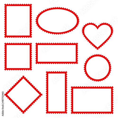10 Blank Stamps Red Frame