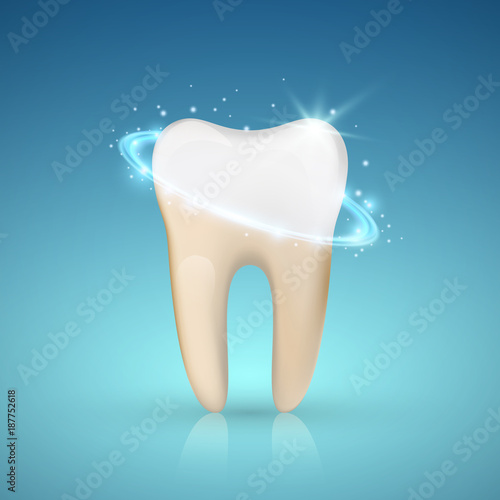 Tooth whitening concept, Teeth Whitening, glowing effect, vector illustration