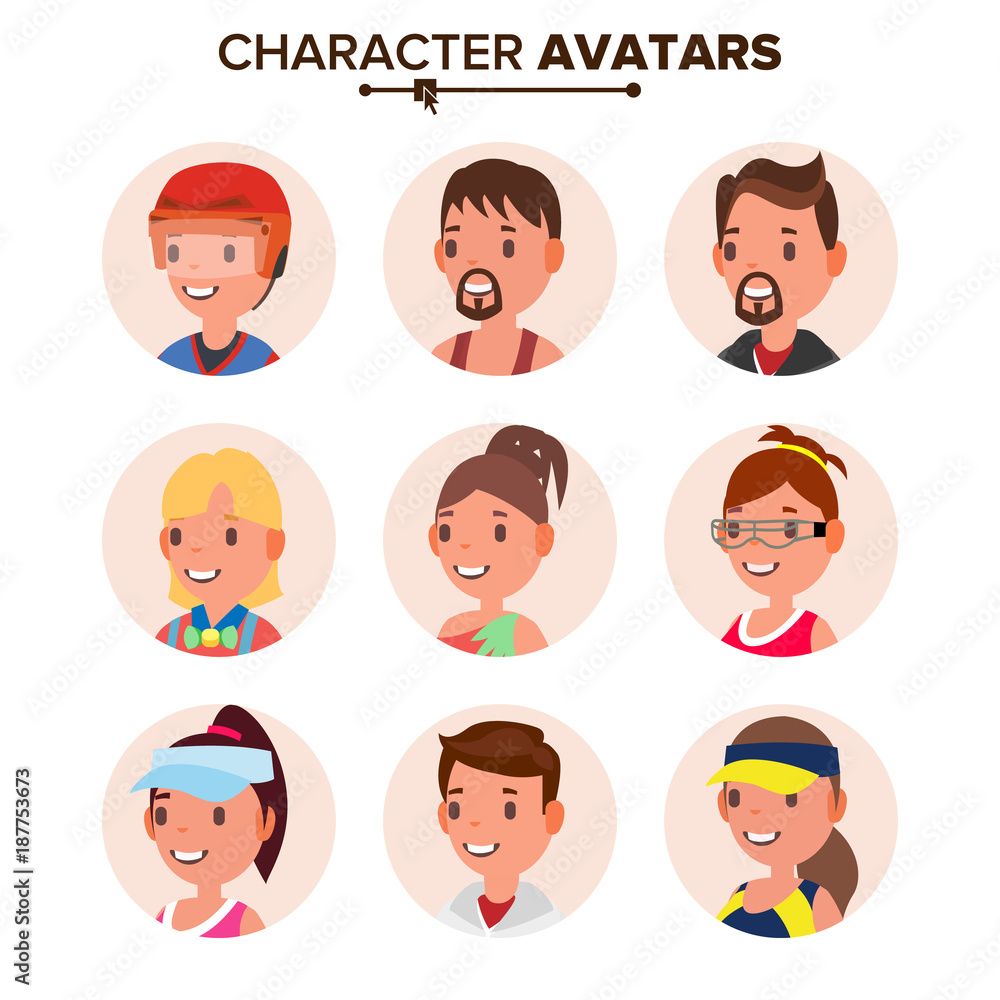 Character People Avatar Set Vector. Face. Default Avatar Placeholder. Cartoon, Comic Art Flat Isolated Illustration Character People Avatar Set Vector. Face. Default Avatar Placeholder. Cartoon, Comic Art Flat Isolated Illustration