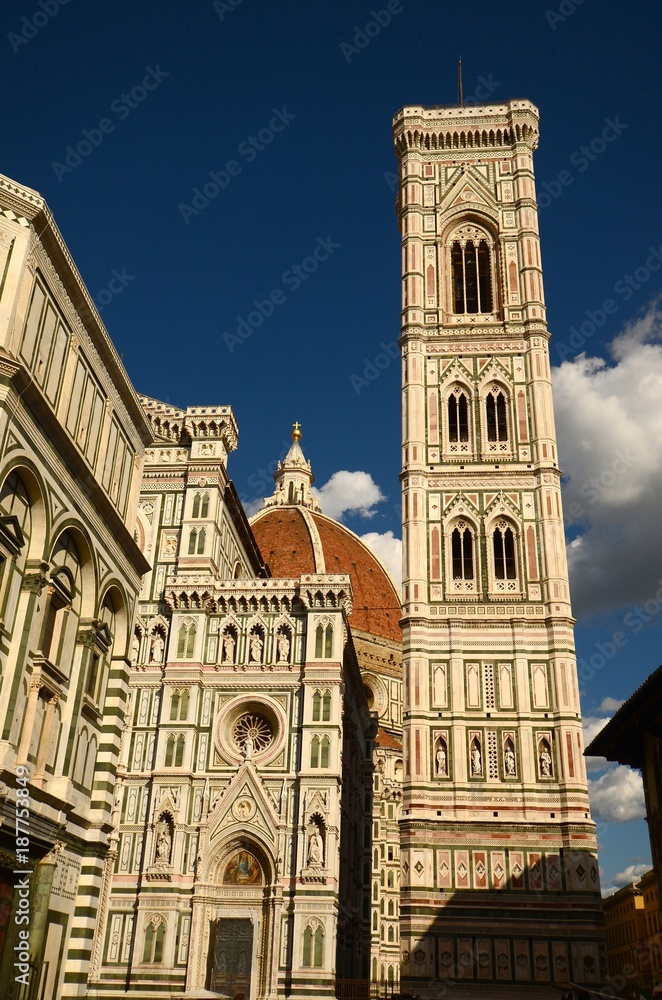 Cathedral of Santa Maria del Fiore in Florence with Giotto's bell tower, Italy.