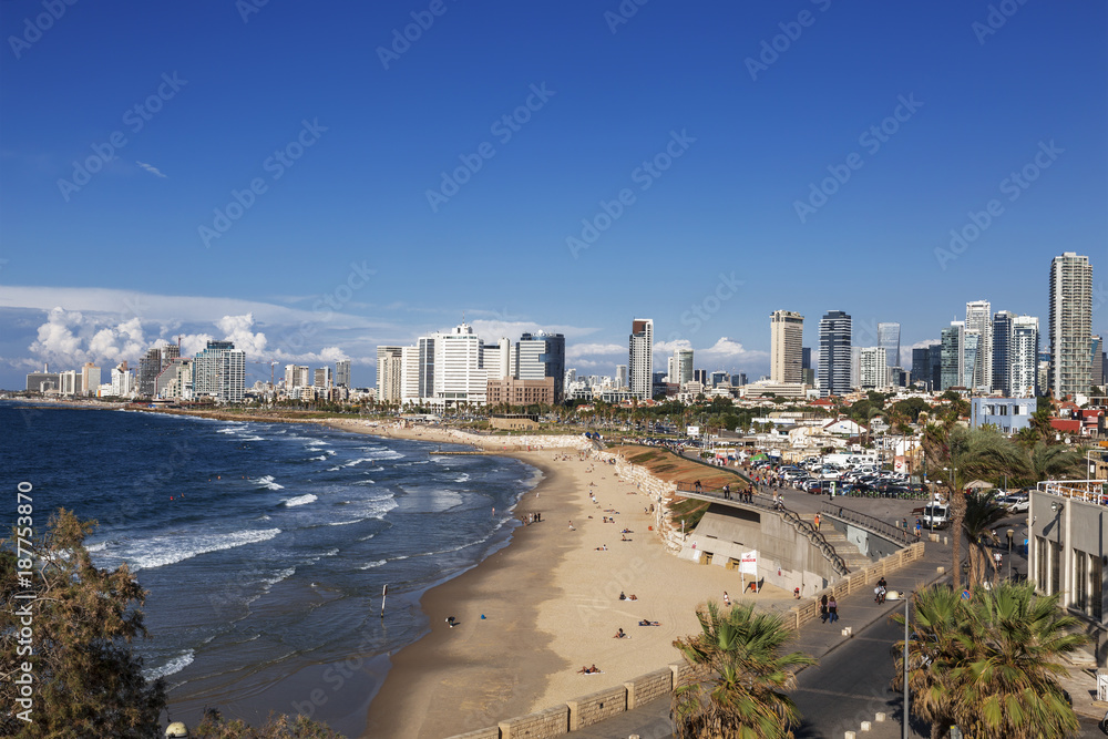 View of tel Aviv from the hill of Old Jaffa, Israel