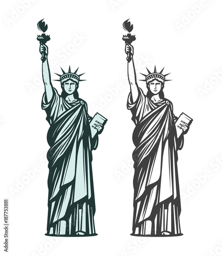 Statue of liberty. Symbol of New York or USA. Vector illustration
