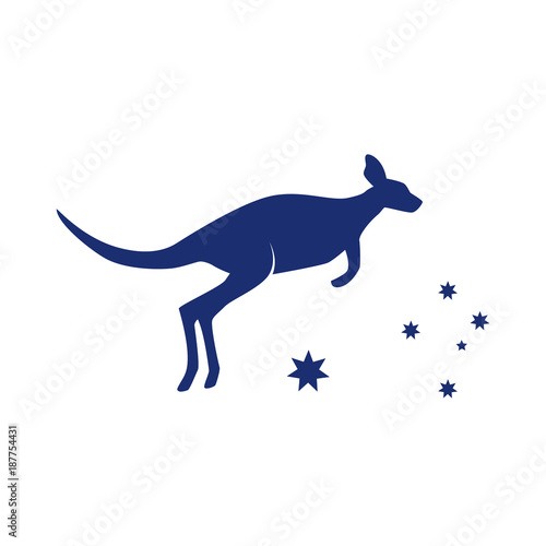 kangaroo silhouette of Australian animal. logo design. Jumping kangaroo on a white background. Vector illustration