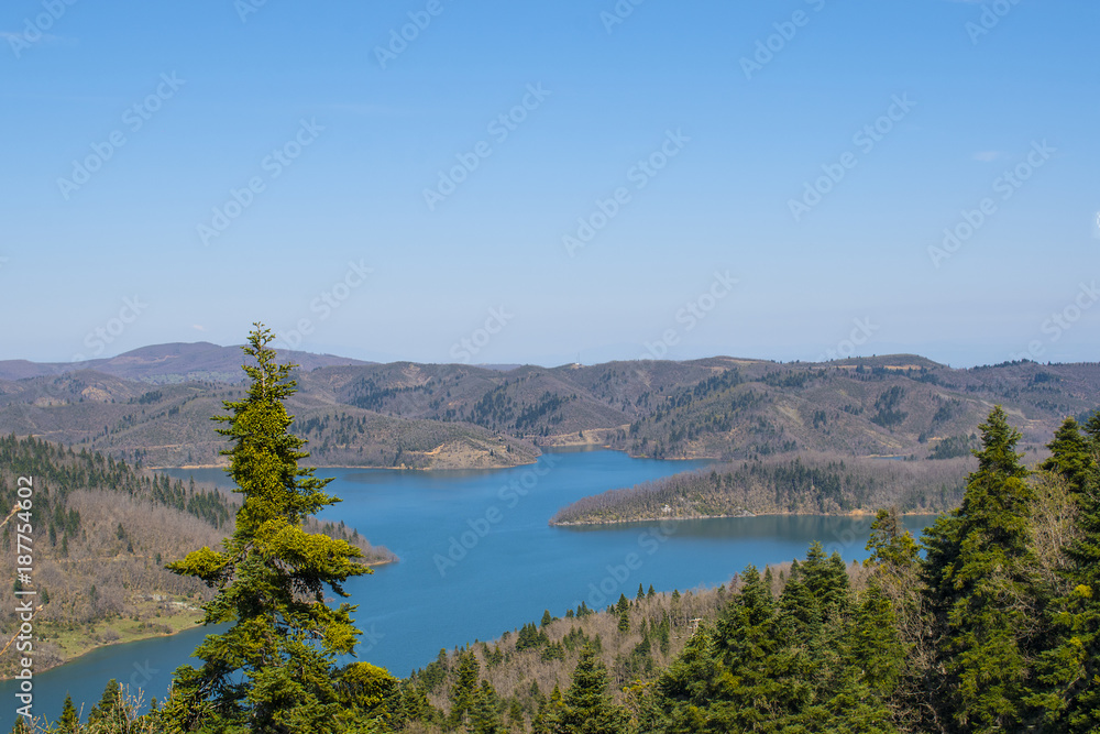 Panoramic view of Plastiras lake in central Greece, Karditsa