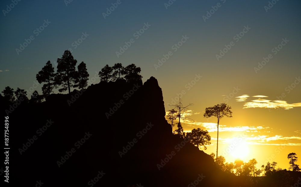 Beautiful sunset from the natural park of Pilancones in Gran canaria, Canary islands Beautiful sunset from the natural park of Pilancones in Gran canaria, Canary islands