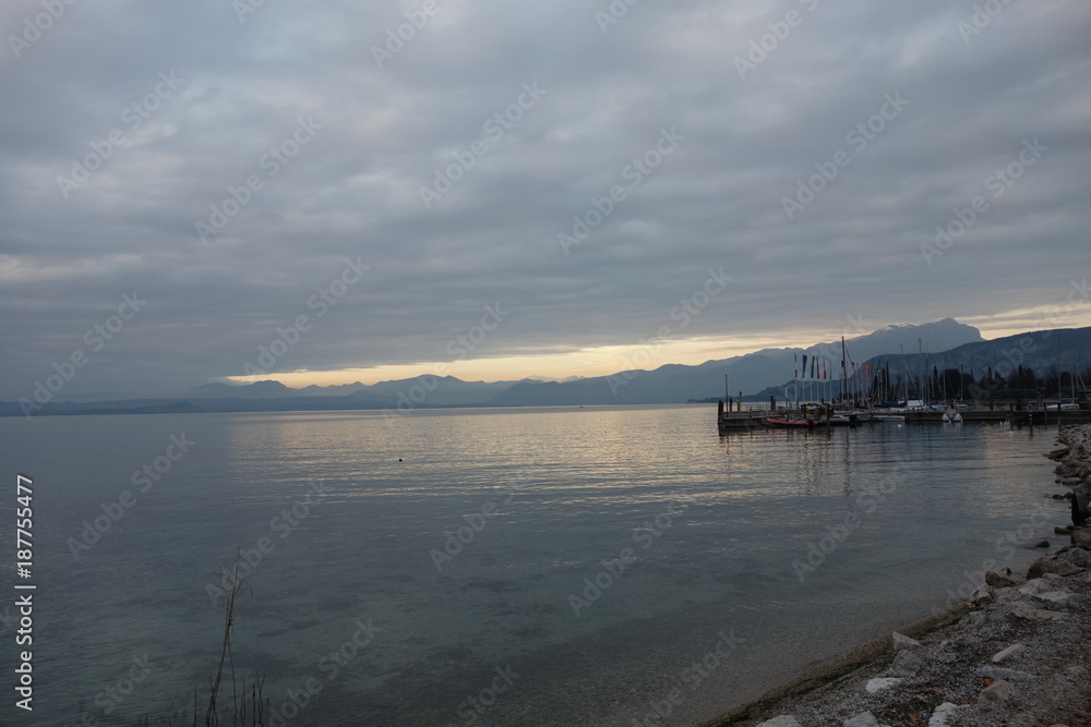 Cloudy twilight on Lake Garda, Italy Cloudy twilight on Lake Garda, Italy