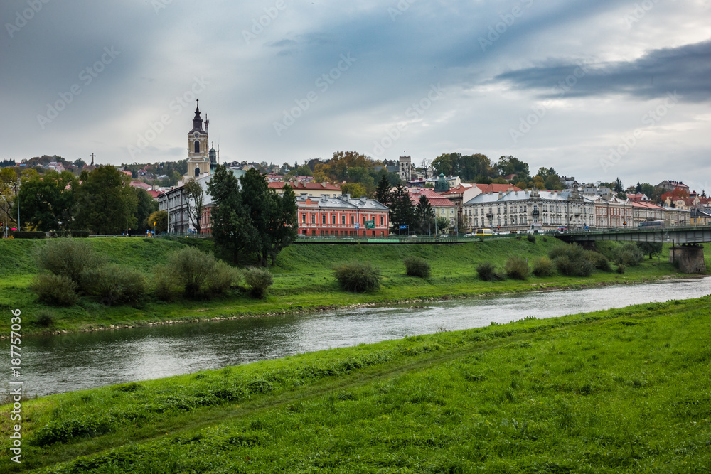 Panorama of Przemysl city and San river, Podkarpackie, Poland