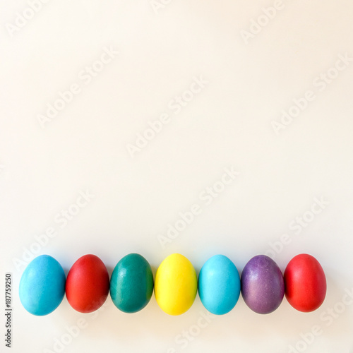 Colorful Easter eggs on white background.