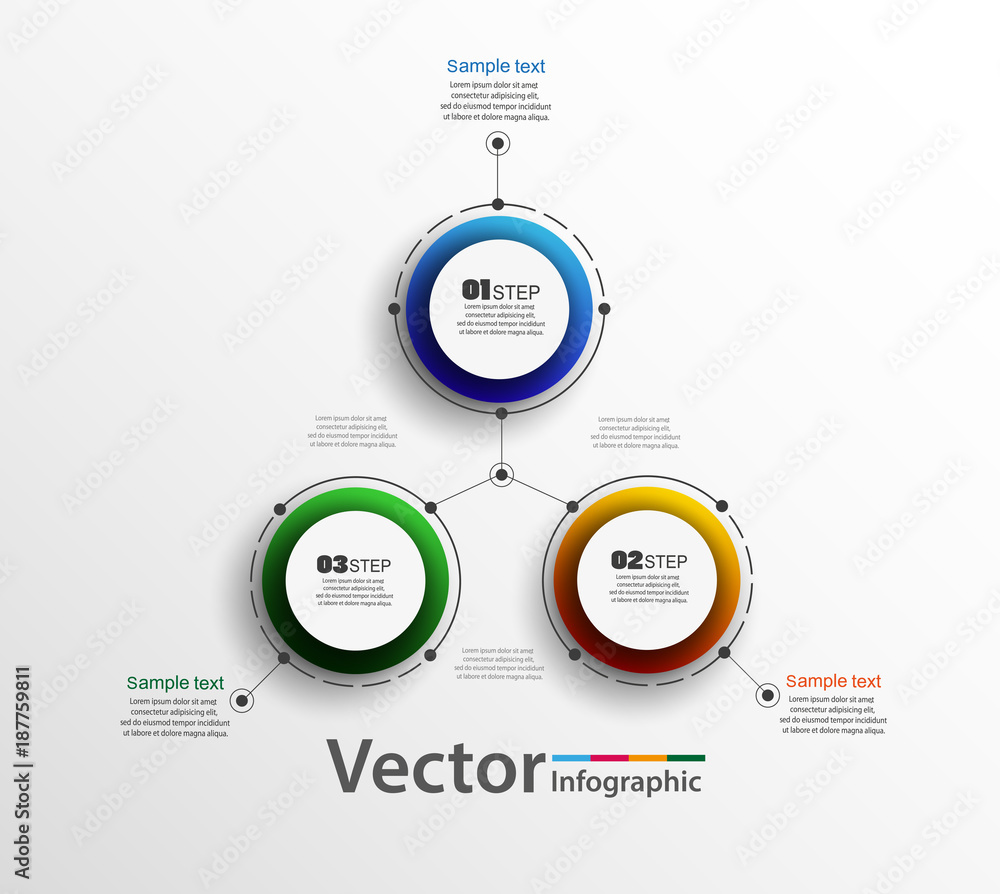 Fototapeta premium Abstract infographics number options template with three steps . Can be used for workflow layout, diagram, business step options, banner, web design. Vector eps 10