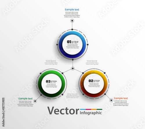 Abstract infographics number options template with three steps . Can be used for workflow layout, diagram, business step options, banner, web design. Vector eps 10