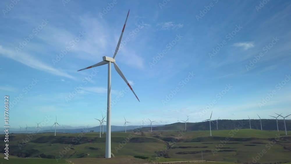 orbiting counter clockwise around turbine in wind farm orbiting counter clockwise around turbine in wind farm