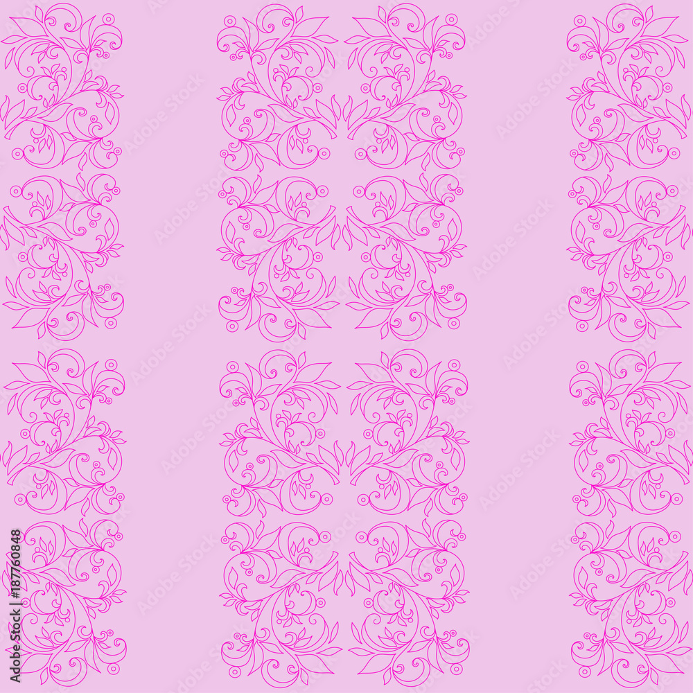 pink line floral seamless pattern