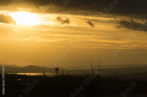 Silhouette of a factory in Bulgaria