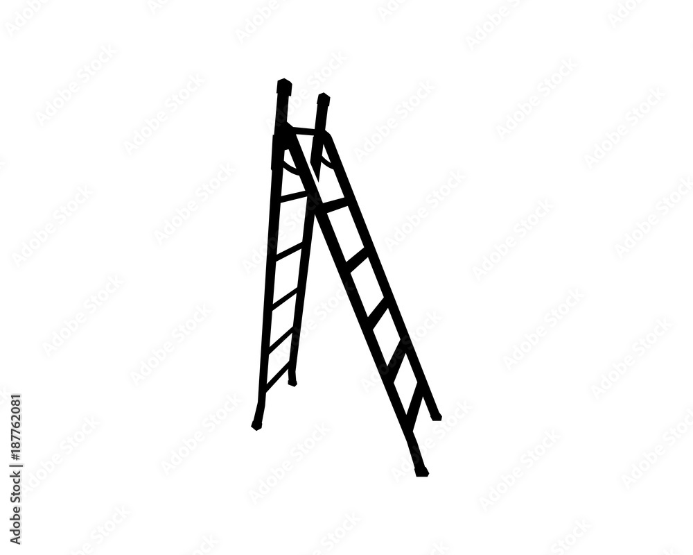 Black Line Art Stairs Tool for Climbing Illustration Symbol Logo Vector