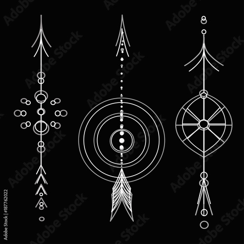 Wallpaper Mural tatto whitev arrows vector on black background Torontodigital.ca