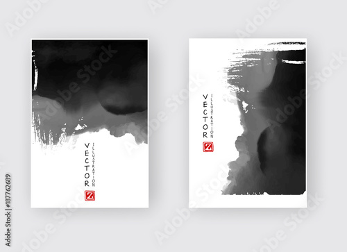 Elegant brochure template design ink brush element