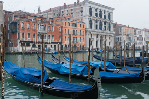 Gondolas in canal grande , Venice , Italy 
