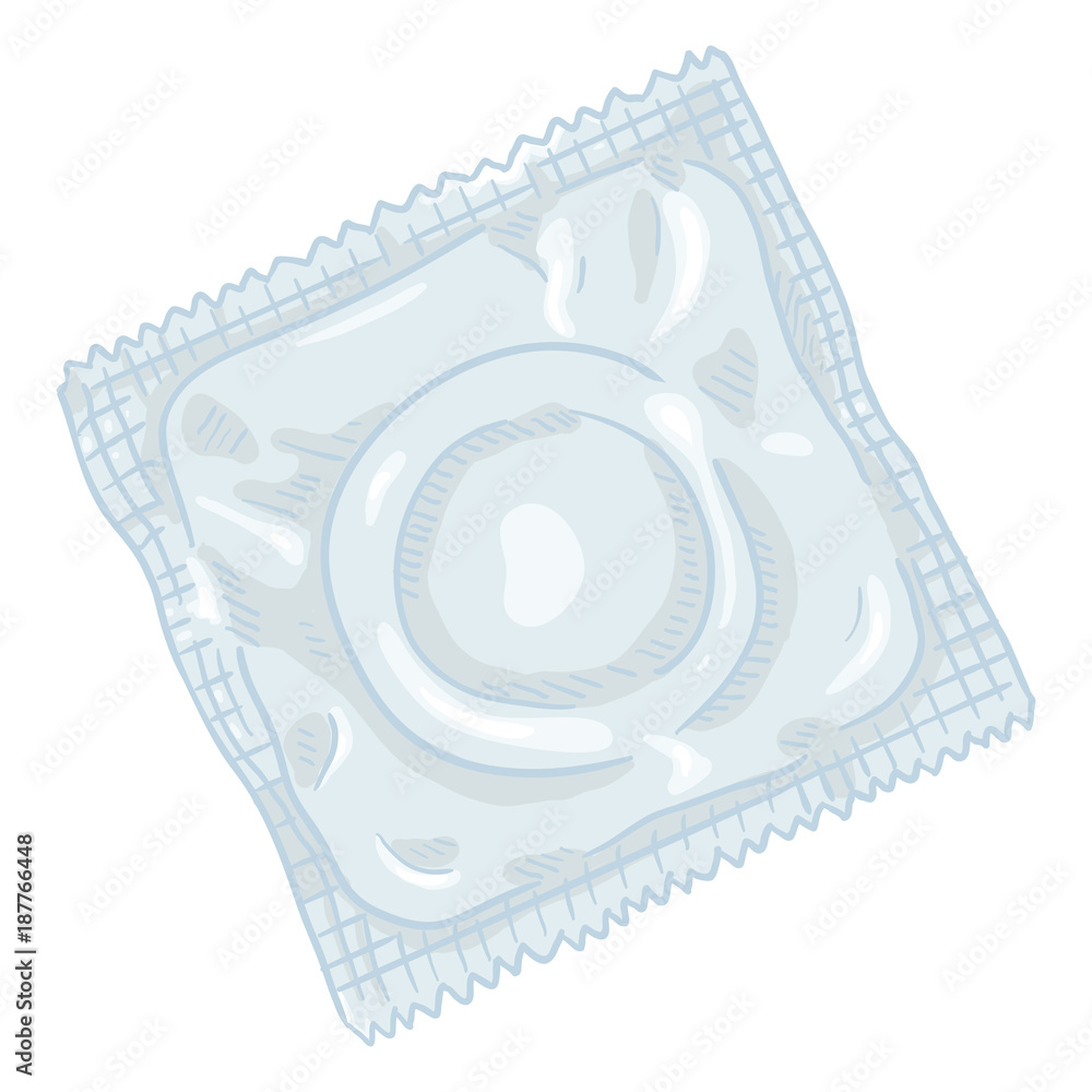 Vector Single Cartoon Condom in Blank Package. Contraceptive Illustration.  Stock Vector | Adobe Stock