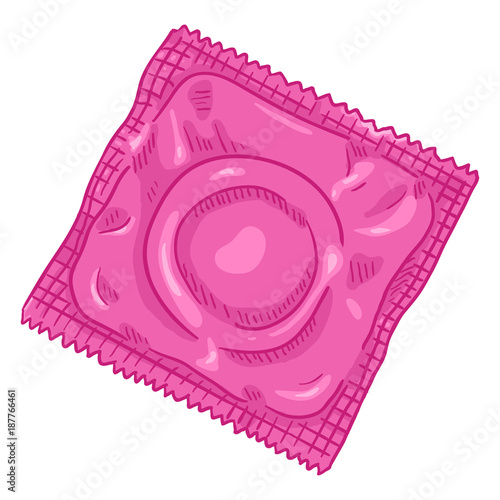 Vector Single Cartoon Condom in Blank Package. Contraceptive Illustration.