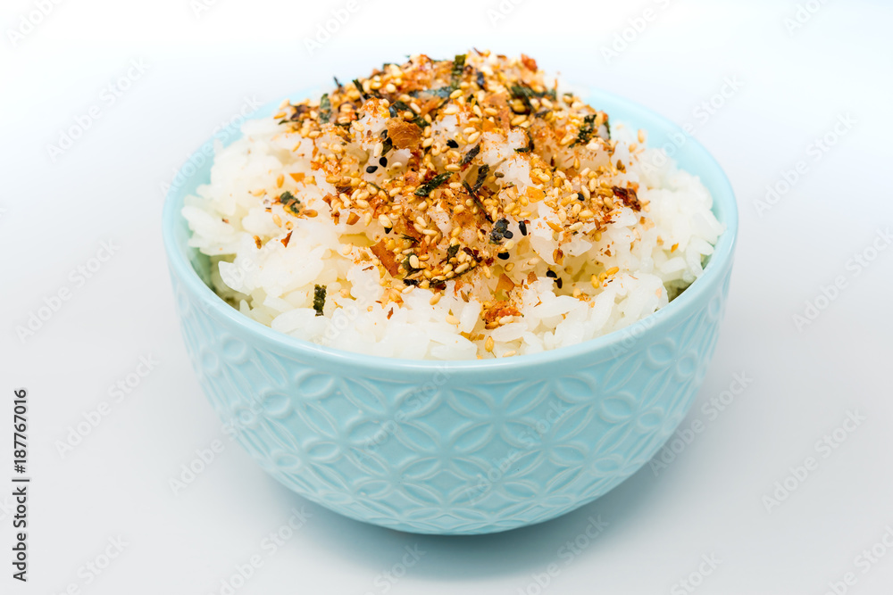 white rice with sesame isolated on background white rice with sesame isolated on background