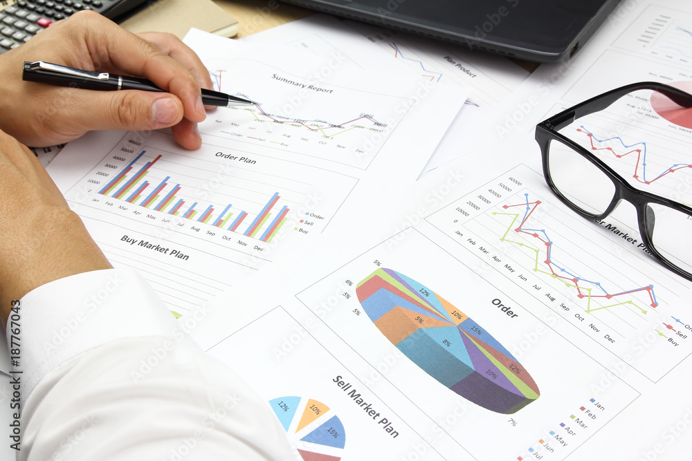 Businessman Summary report and order market plan Businessman Summary report and order market plan
