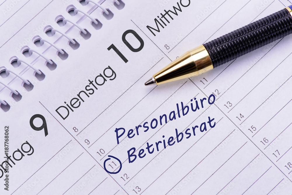Termin im Kalender für Betriebsrat im Personalbüro Termin im Kalender für Betriebsrat im Personalbüro
