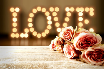 desk of free space and valentine day 