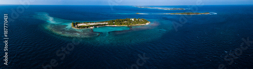 Aerial view of the tropical islands of Kaafu Atoll, Maldives © Dudarev Mikhail