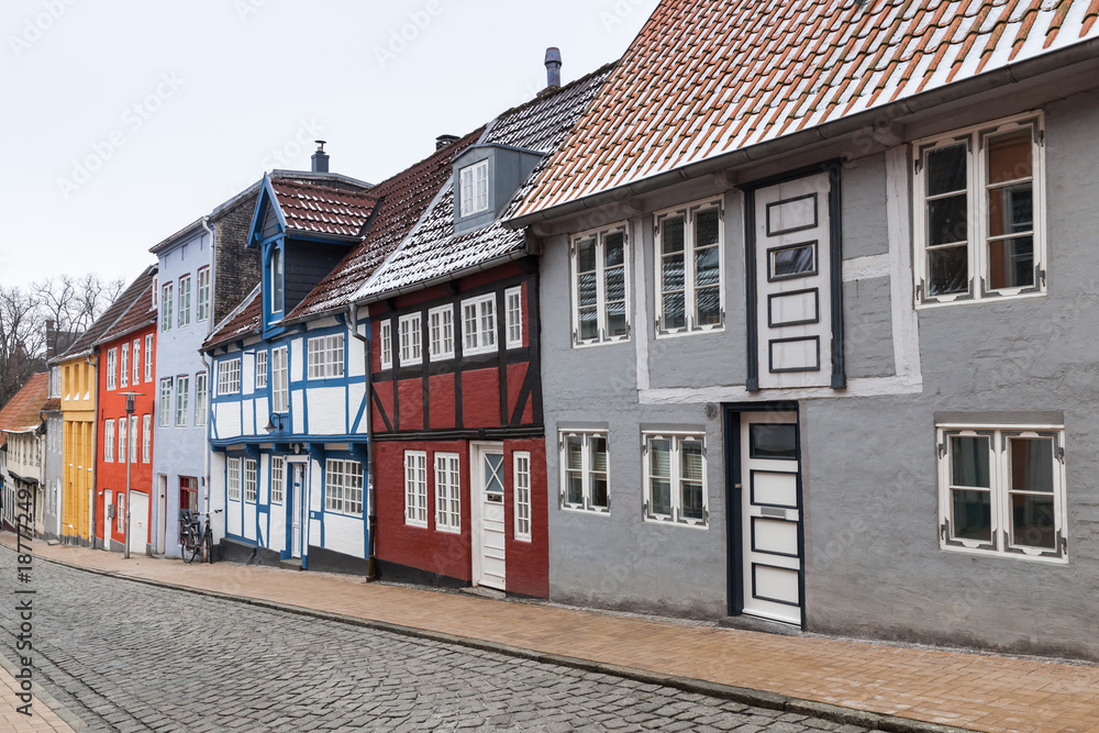 Colorful houses in old Flensburg, Germany Colorful houses in old Flensburg, Germany