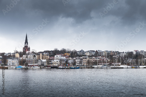 Flensburg  Germany. Coastal skyline