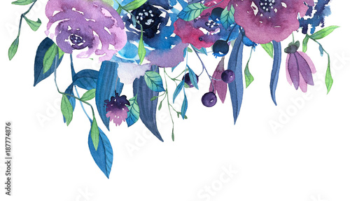 Watercolor bouquet with flo...