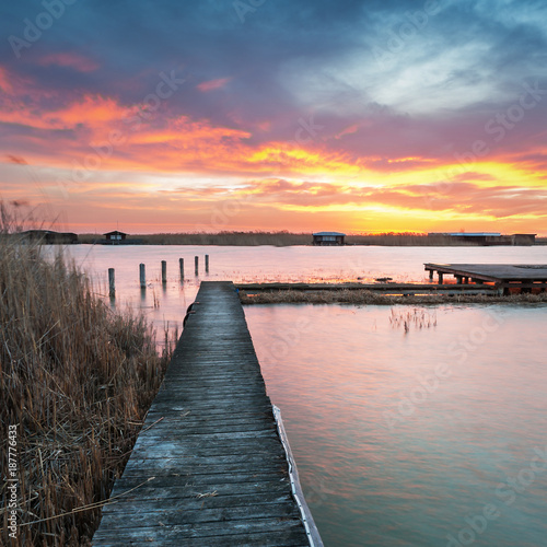 Sonnenaufgang bei Steg am Neusiedlersee im Burgenland